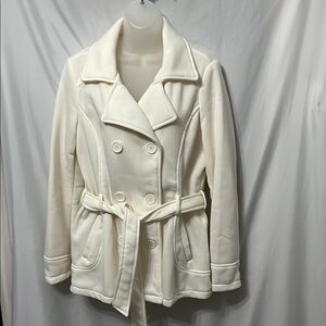 J2 by Jou Jou Double Breated Sleece Pea Coat Women/Junior Light Cream Size XL